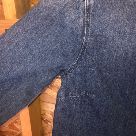 RVCA Denim Snap Button Faded Distressed Workwear Shirt XS - Picture 7 of 13